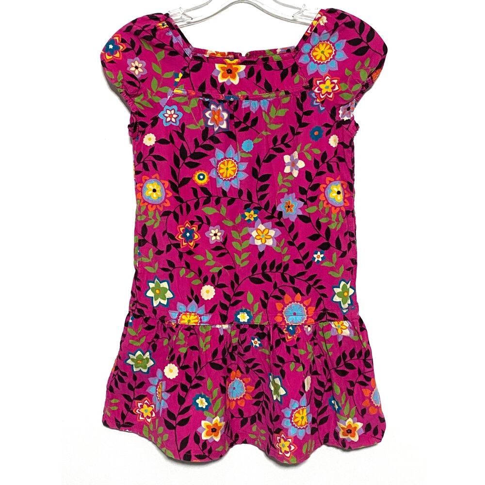 Gap Kids Corduroy Floral Hot Pink Dress Girls M Flower Power 80s Hippie Retro